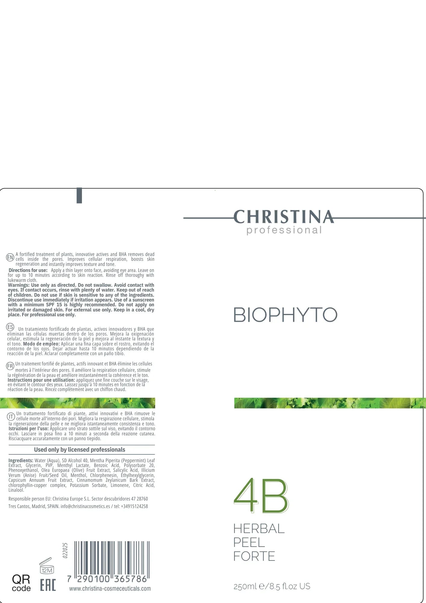 Christina BioPhyto 4b Herbal Peel Forte – peeling do twarzy – SPF
