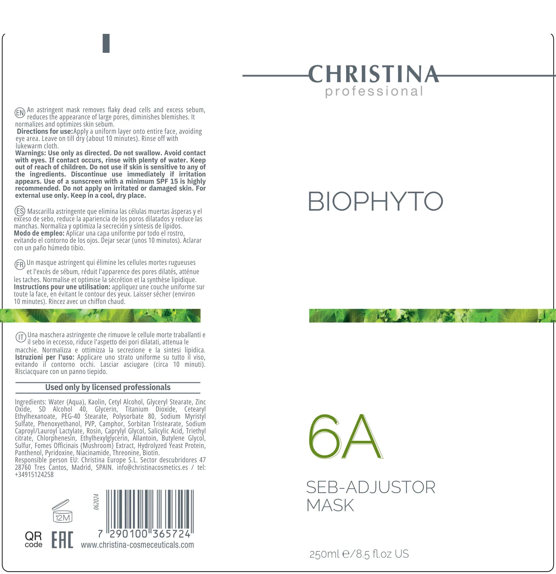 Christina BioPhyto 6a Seb Adjustor Mask – maska do twarzy – na trądzik – mask