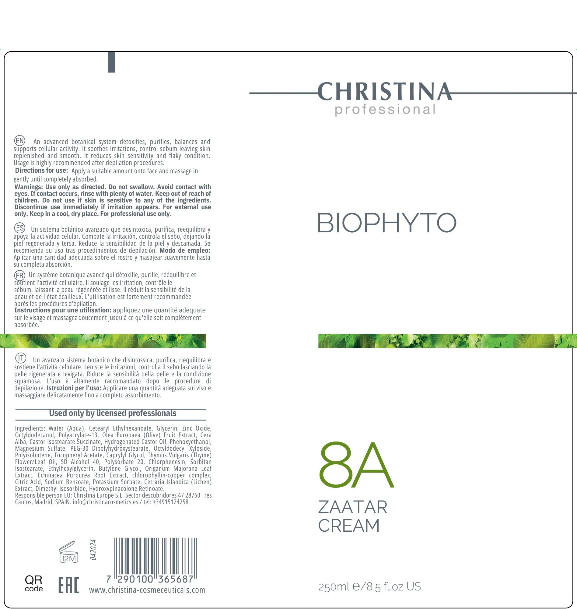 Christina BioPhyto 8a Zaatar Cream – krem do twarzy – na trądzik – cream