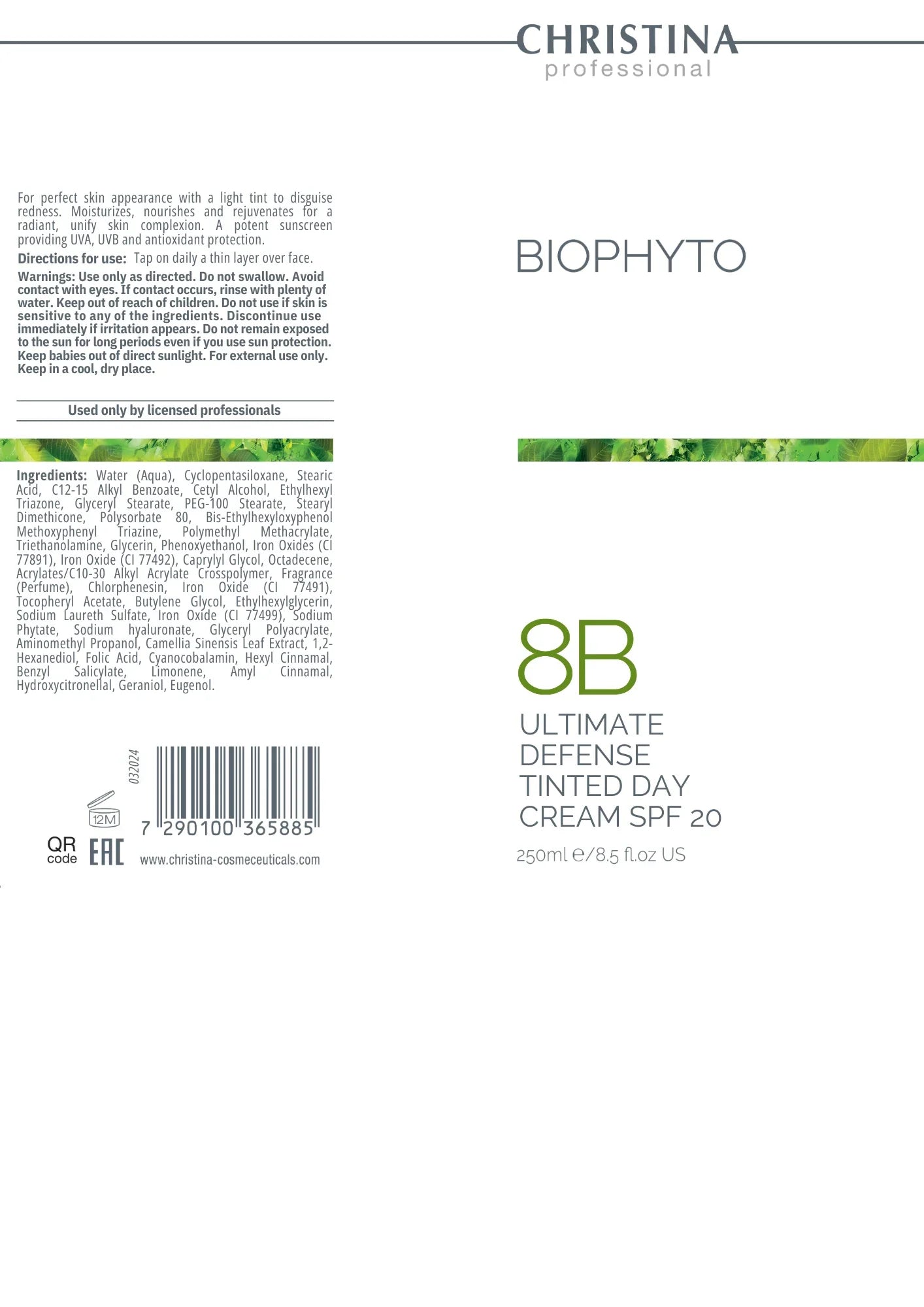 Christina BioPhyto 8b Ultimate Defense Tinted Day Cream SPF 20 – krem do twarzy – SPF – cream