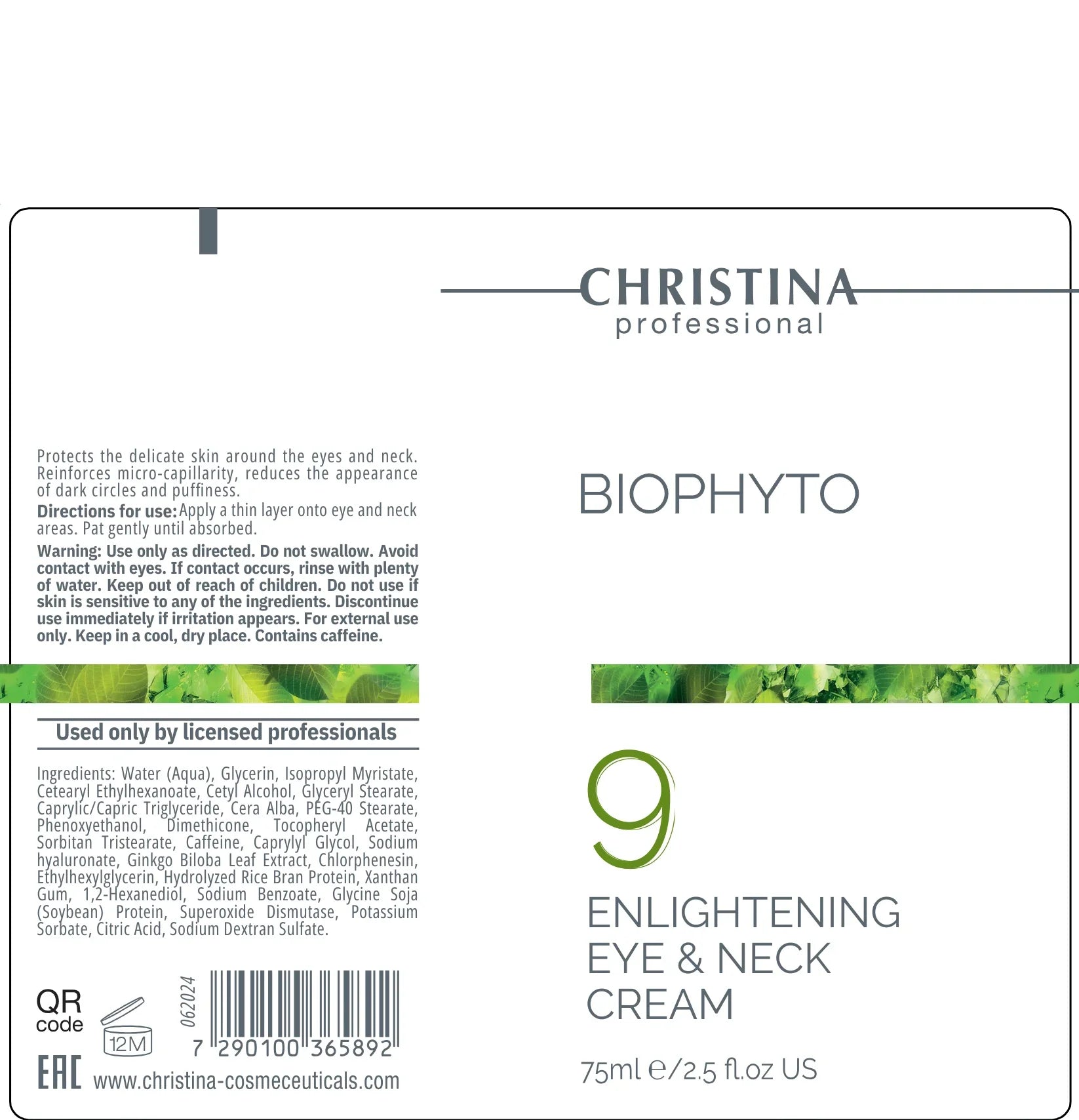 Christina BioPhyto 9 Enlightening Eye and Neck Cream – pielęgnacja szyi i dekoltu – cream