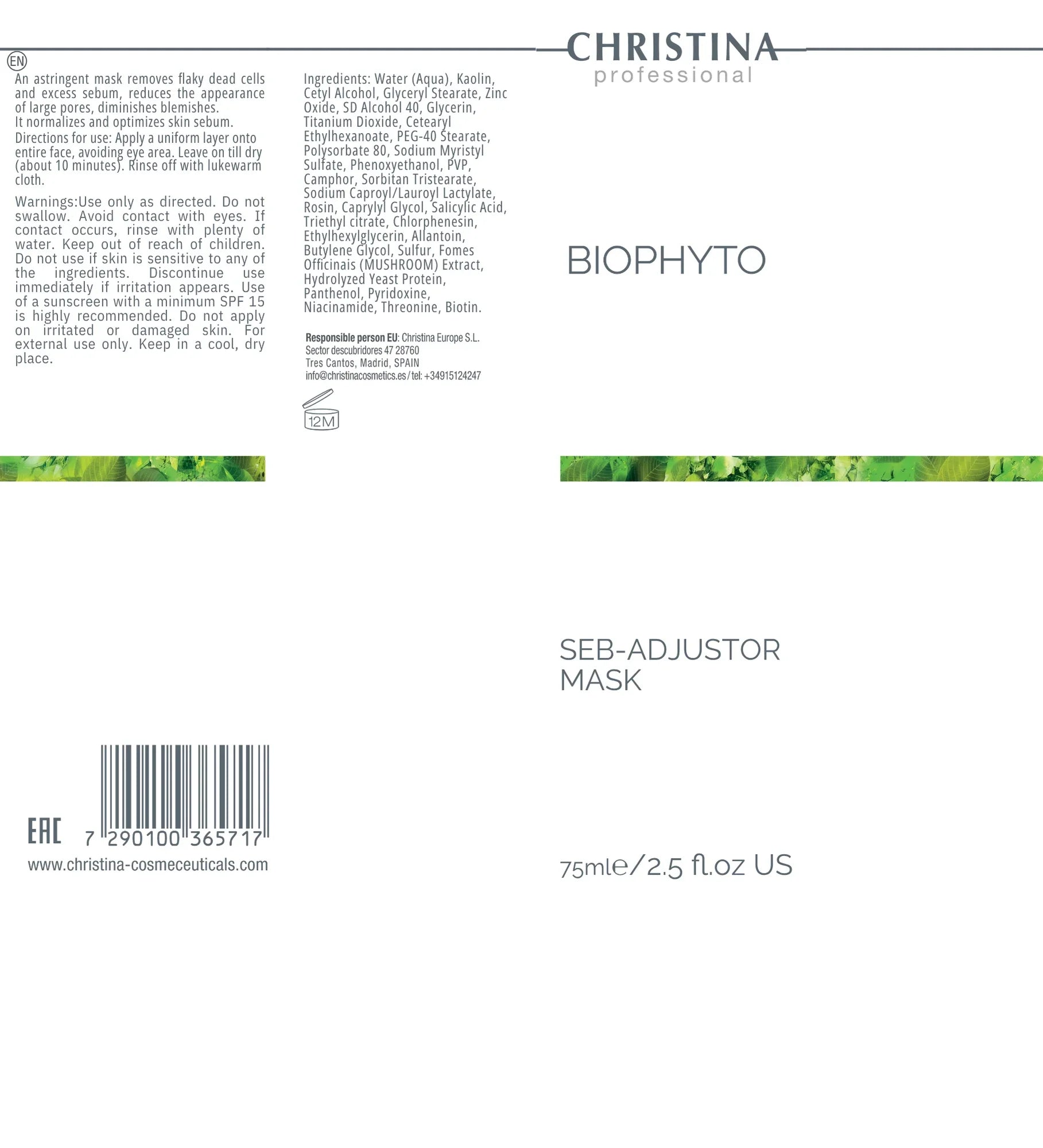 Christina BioPhyto Seb Adjustor Mask – maska do twarzy – na trądzik – mask