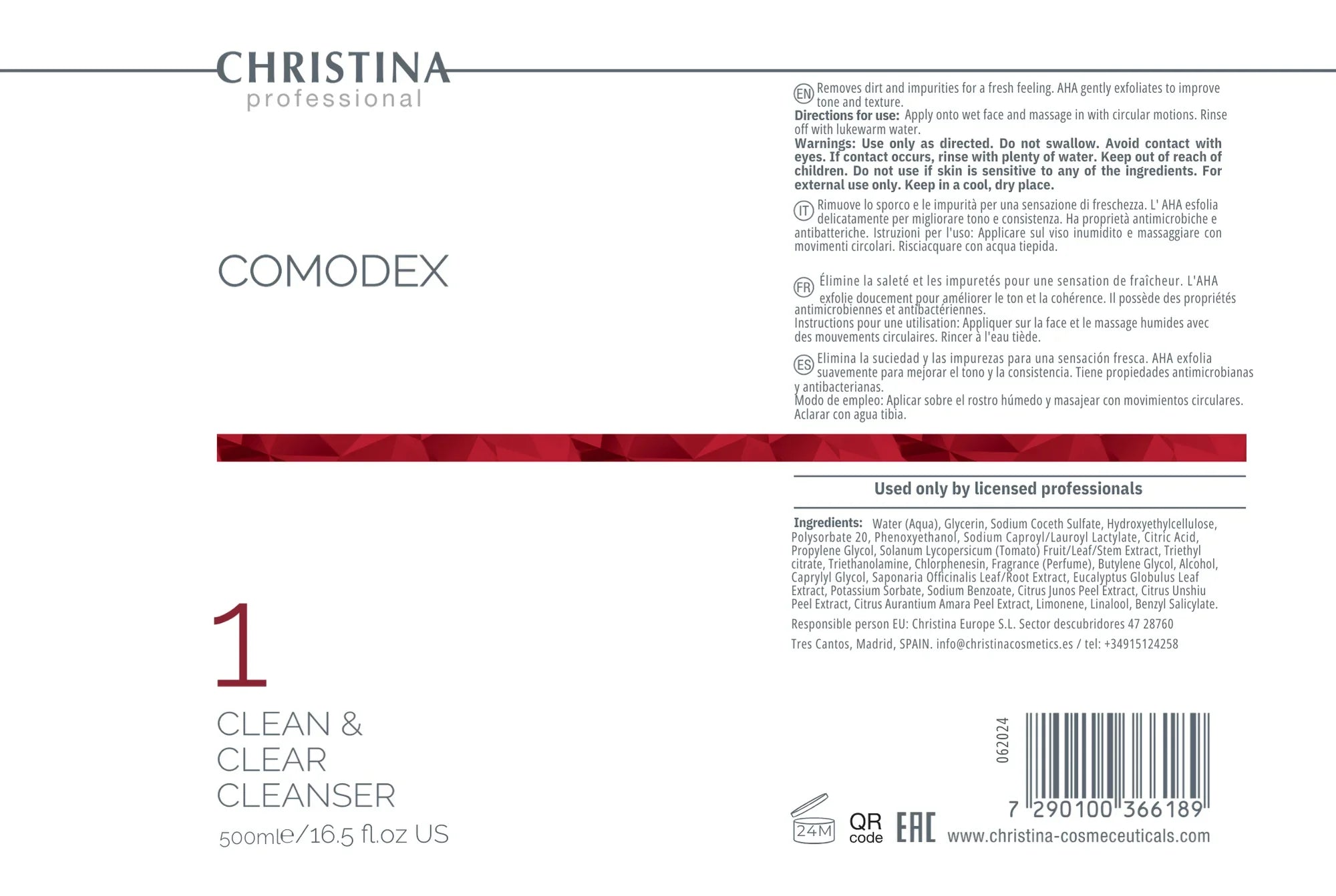 Christina Comodex 1 Clean&Clear Cleanser – kosmetyk oczyszczający – na trądzik