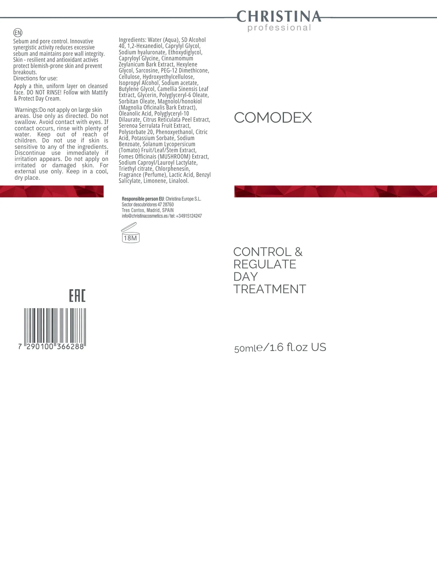 Christina Comodex Control & Regulate Day Treatment – serum do twarzy – na trądzik – serum. Serum na dzień Christina Kontroluje sebum, zwężające pory.