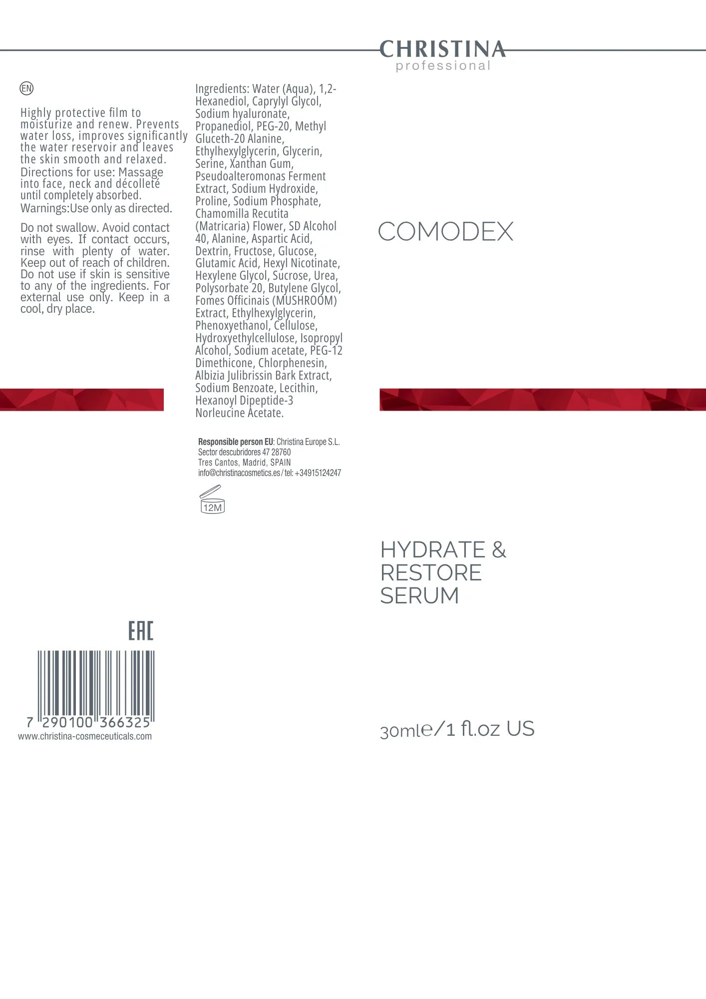 Christina Comodex Hydrate & Restore Serum – na trądzik – na cerę naczynkową – serum
