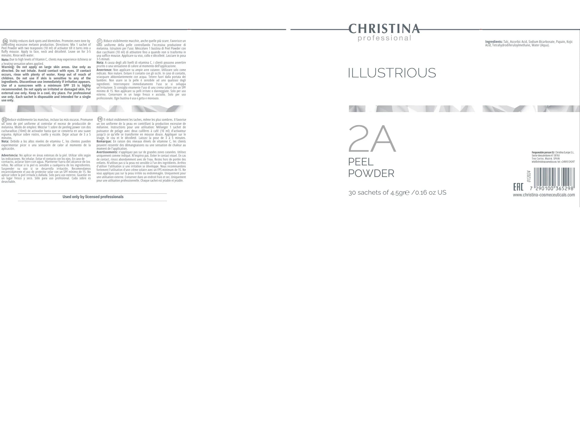 Christina Illustrious 2A Peel Powder 30 pcs X 4.5