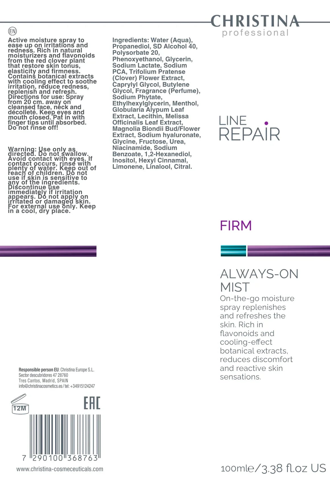 Christina Line Repair Firm Always On Mist 100