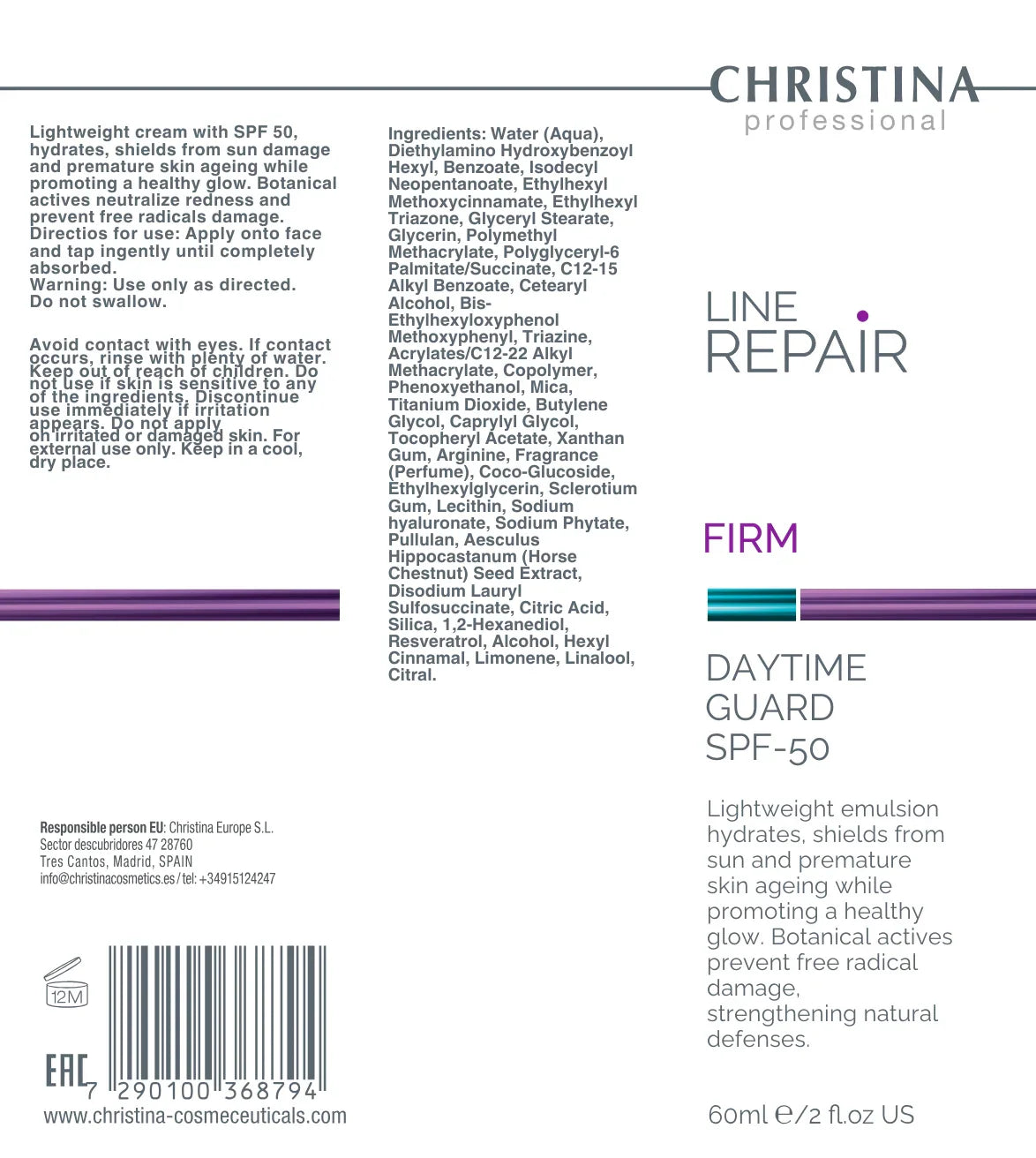 Christina Line Repair Firm Daytime Guard SPF 50 – krem z filtrem – SPF