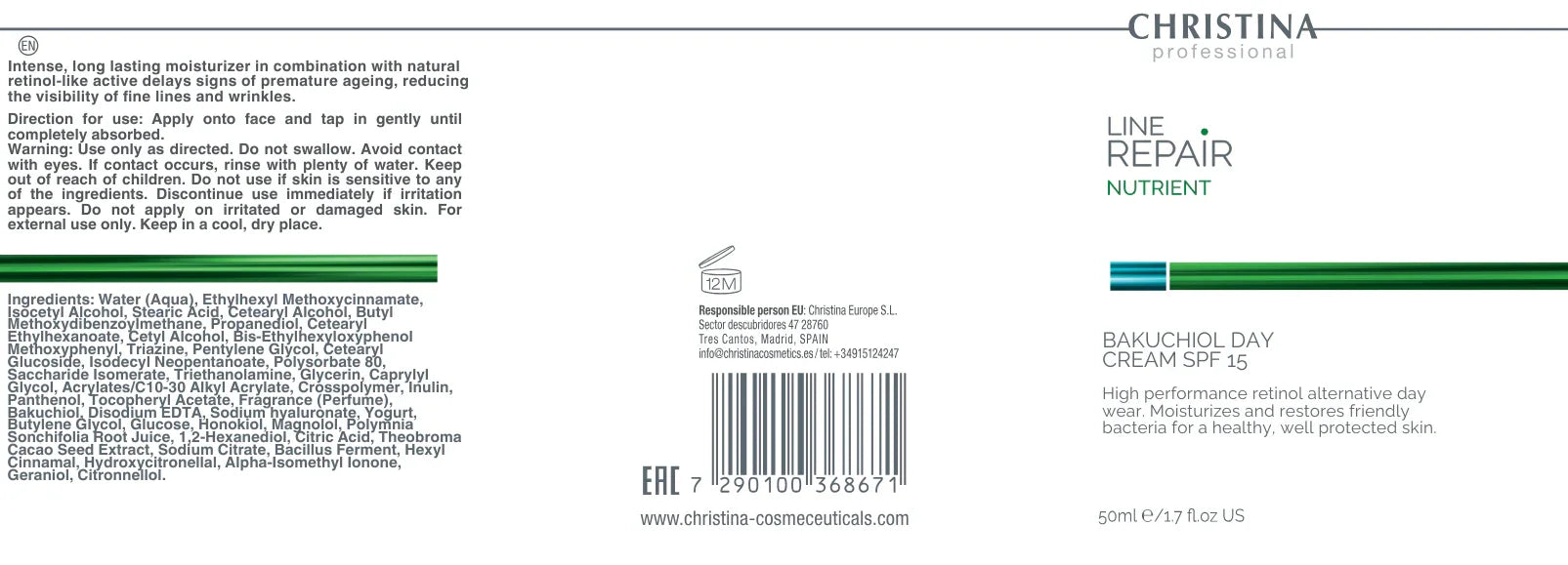 Christina Line Repair Nutrient Bakuchiol Day Cream SPF 15 – krem z filtrem – retinol – SPF