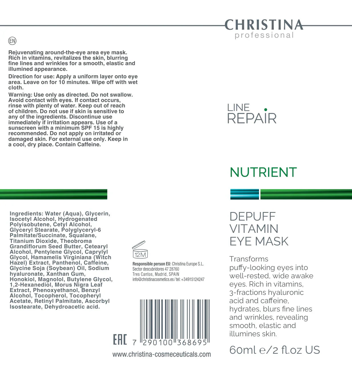 Christina Line Repair Nutrient Depuff Vitamin Eye Mask – maska do twarzy – mask