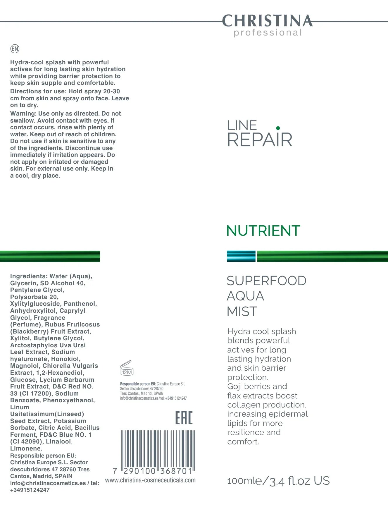 Christina Line Repair Nutrient Superfood Aqua Mist