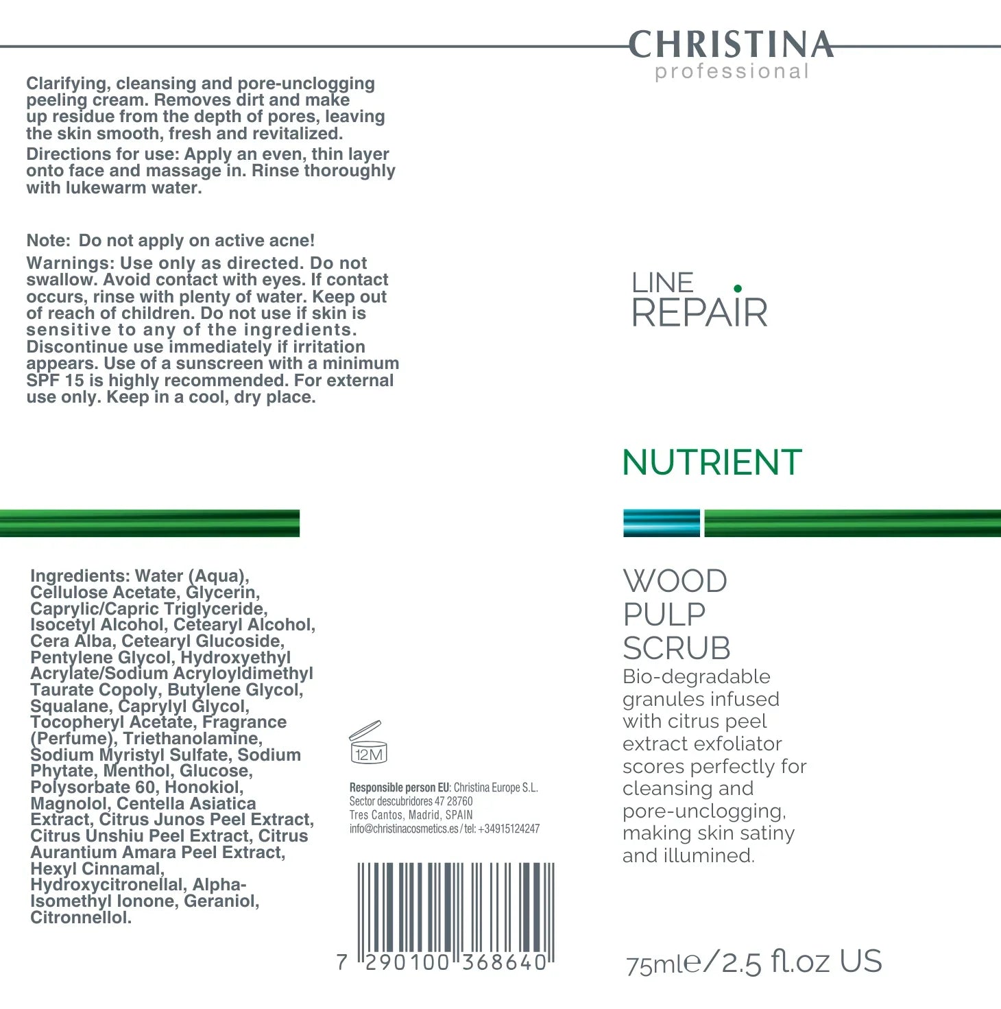 Christina Line Repair Nutrient Wood Pulp Scrub