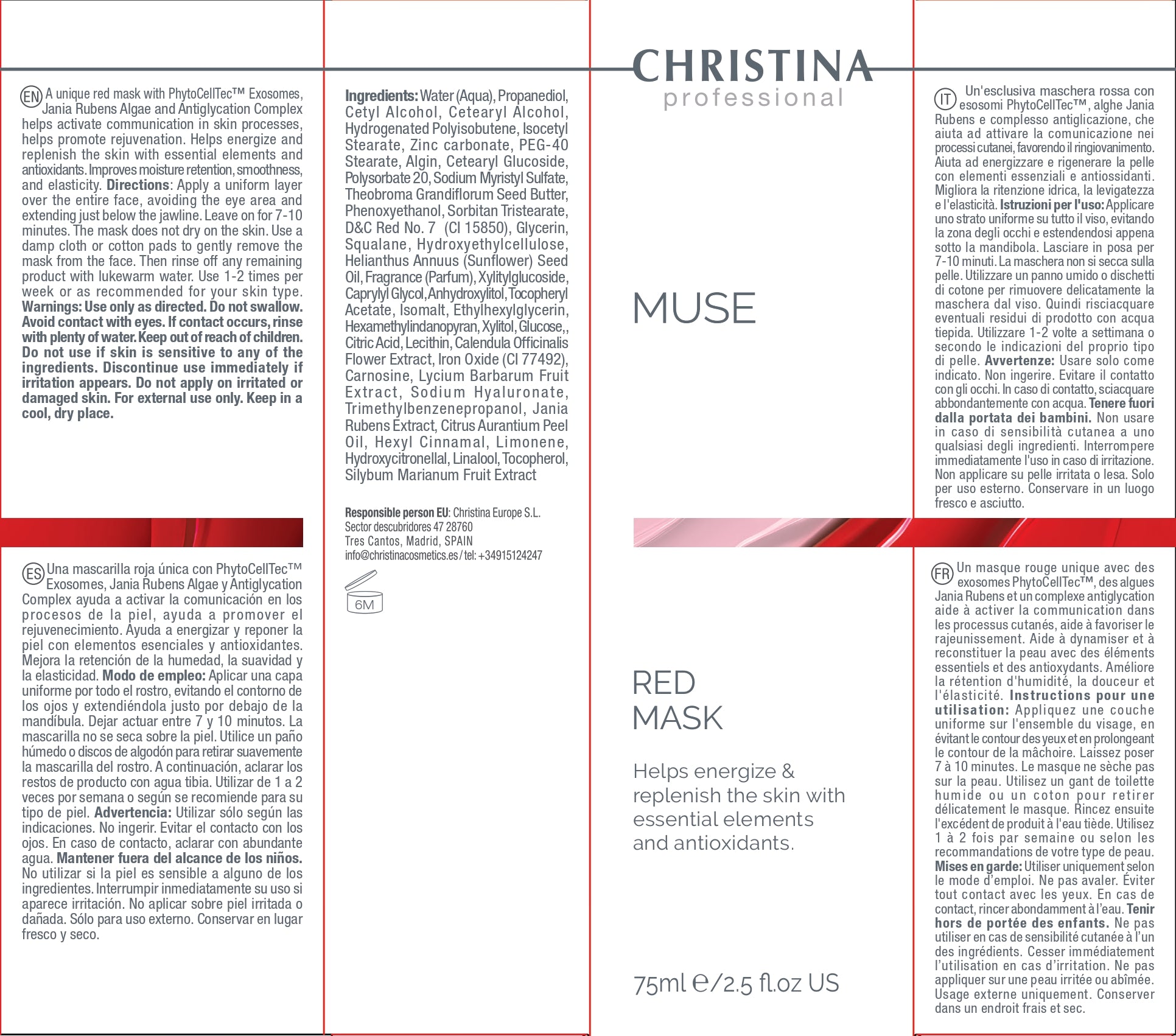 Muse Red Mask - Czerwona maska regenerująca - 75 ml