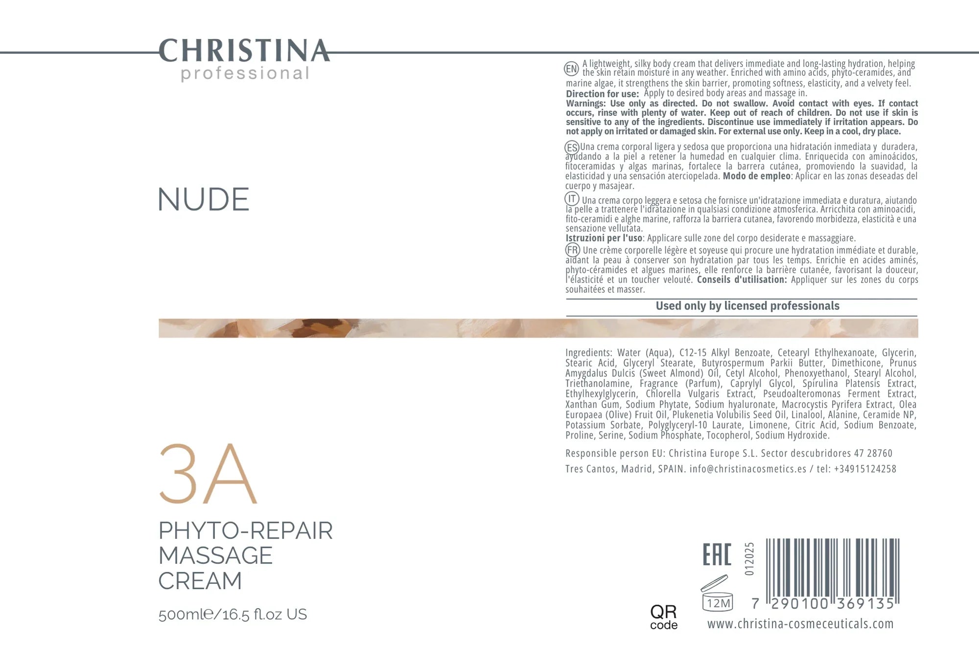 Christina Nude 3A Phyto Repair Massage Cream – krem do twarzy – na trądzik – cream