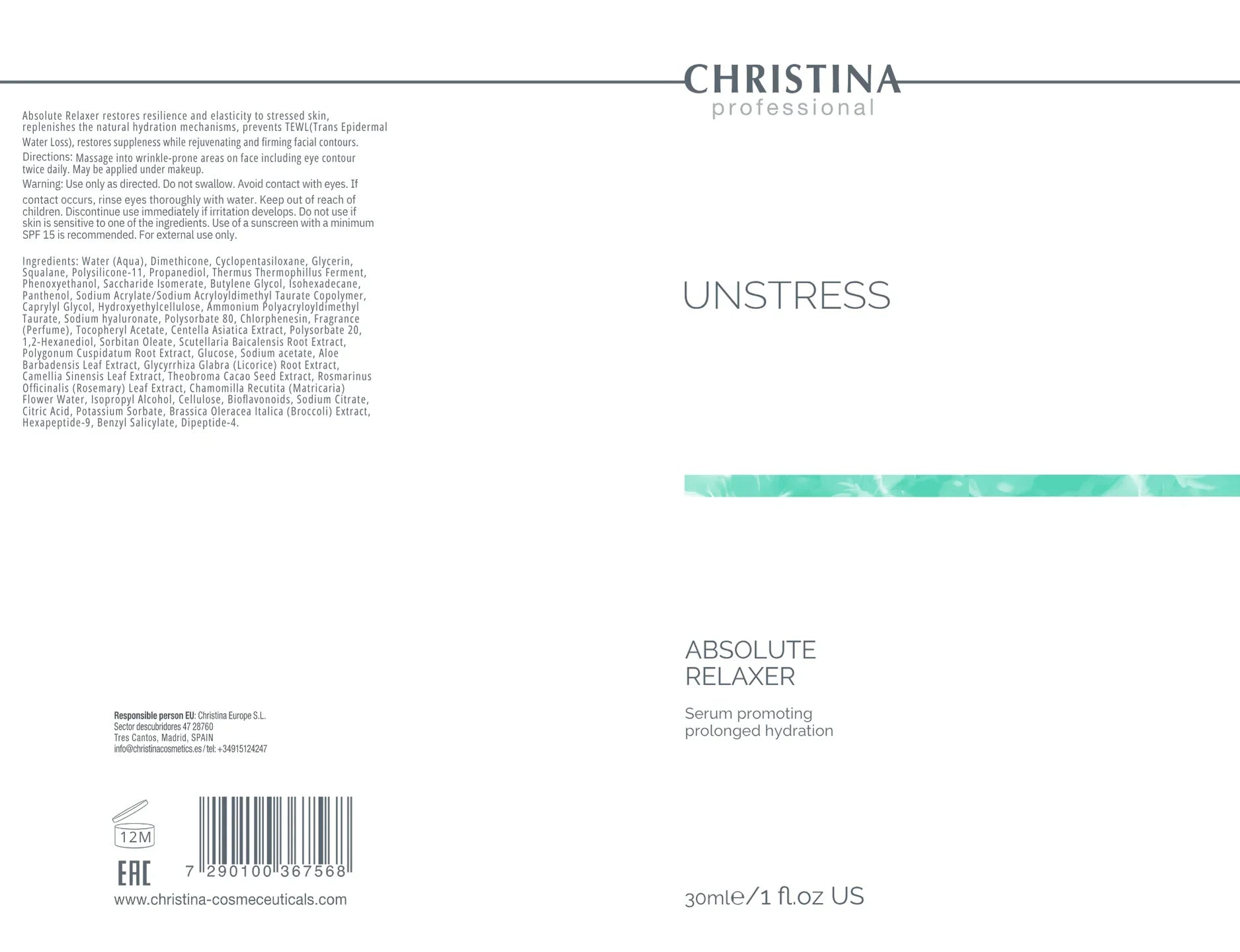 Christina Unstress Absolute Relaxer Serum – na cerę naczynkową – serum