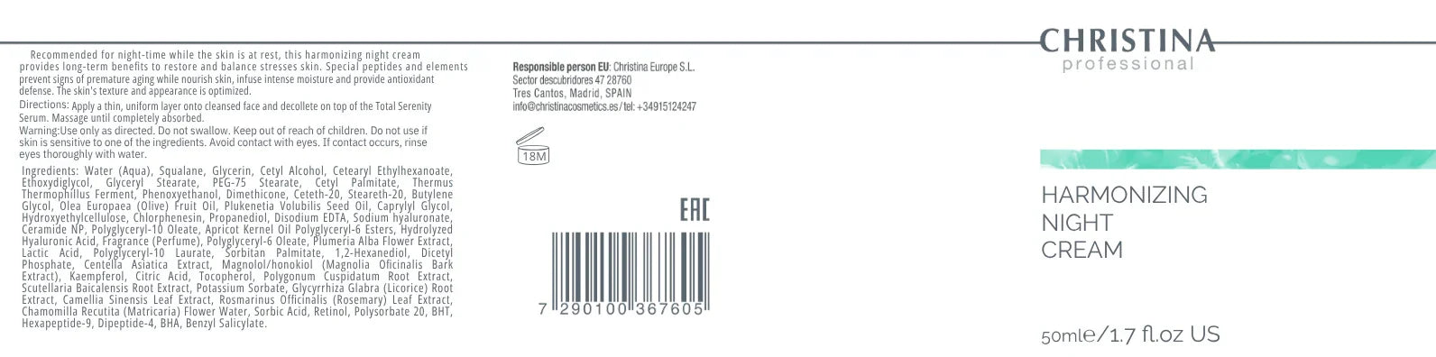 Christina Unstress Harmonizing Night Cream – retinol – na cerę naczynkową