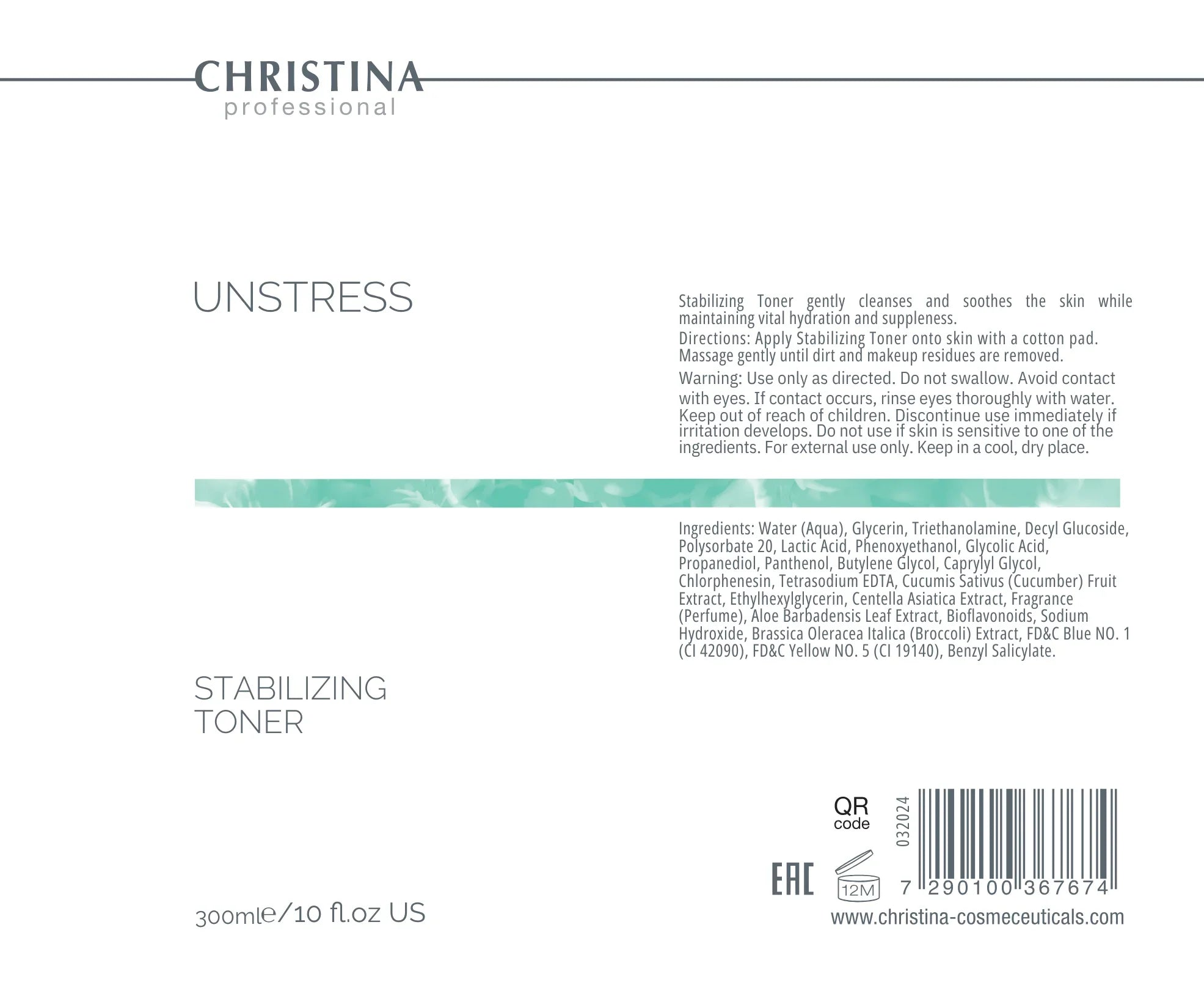 Christina Unstress Stabilizing Toner – tonik do twarzy – na cerę naczynkową