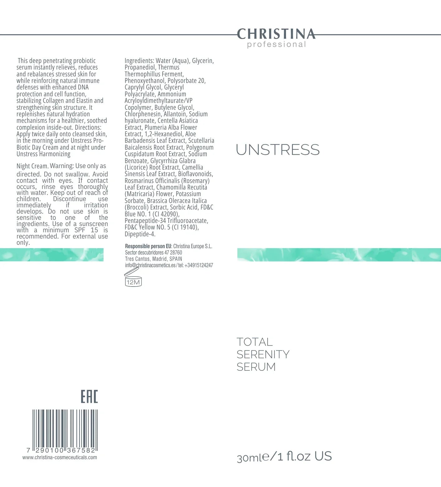 Christina Unstress Total Serenity Serum – na cerę naczynkową – serum
