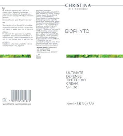 Christina BioPhyto Ultimate Defense Tinted Day Cream SPF 20 – krem z filtrem – SPF – na trądzik