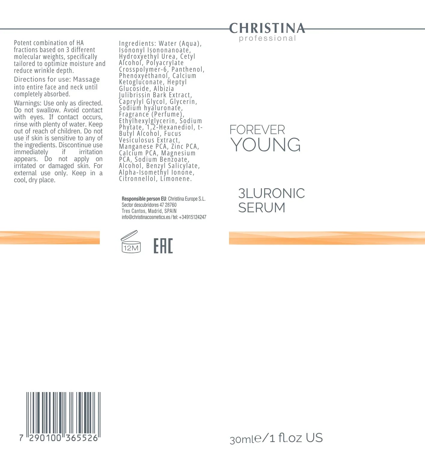 Forever Young 3Luronic Serum składniki 