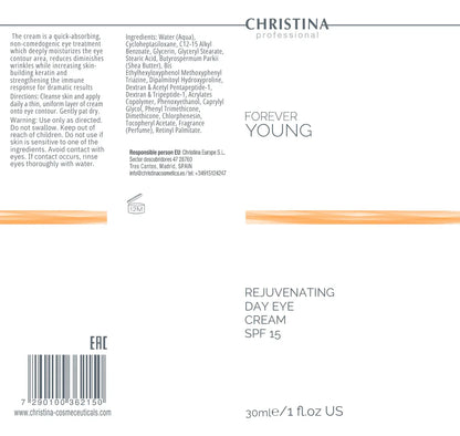 orever Young Day Eye Cream Christina z SPF 15 - odnawiający krem pod oczy z retinolem redukujący zmarszczki i cienie